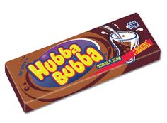 a chocolate bar with the word hubba bubba on it's front and bottom