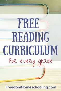 a stack of books with the words free reading curriium for every grade on it