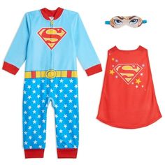 Come join all the DC Comics superheroes on their exciting rescue missions! Watch comic book legends like Superman, Batman, Wonder Woman, and the Flash come to life through your little one's courage and energy. Your little hero will look so cool and stylish in this Justice League Zip Up Costume Pajama Coverall and Cape. Size: 3T.  Color: Blue.  Gender: female.  Age Group: toddler. Sleeper Pajamas, Supergirl Superman, Supergirl Cosplay, Justice League Wonder Woman, Wonder Woman Costume, Dc Comics Superheroes, Onesie Pajamas, Hero Girl, One Piece Pajamas