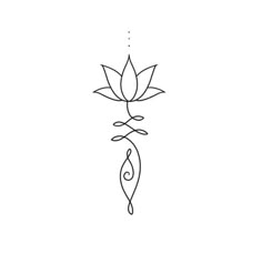 Unalome Tattoo With Lotus Flower, Reiki Tattoos For Women, Lotus Tattoo Minimalist, Unalome Tattoo Female Design, Sternum Tattoo Lotus, Yogi Tattoo, Simple Lotus Flower Tattoo, Short Quote Tattoos, Small Lotus Tattoo