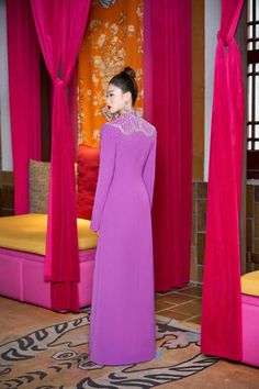 Gracen Sheath High Neck Velvet Satin Floor Length Ao Dai | MEAN BLVD Luxury Full-length Gown, Luxury Long Sleeve Festive Evening Dress, High Neck Evening Dress For Formal Occasions, Elegant High Neck Formal Gown, Elegant Floor-length Fitted Ao Dai, Elegant Formal Fitted Ao Dai, Elegant Floor-length Maxi Dress For Winter, Elegant Maxi Length Ao Dai For Formal Occasions, Elegant Floor-length Winter Maxi Dress