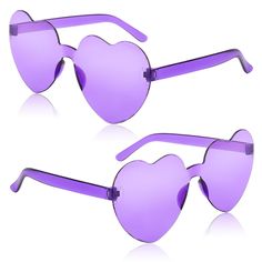 PRICES MAY VARY. 【Color Your Life】These stylish heart shaped sunglasses with 10 different transparent candy colors, sheer enough to see through with a light color tint, can well match your different daily outfits and color schemes. Wearing it at a party, these special heart sunglasses will help you steal the show, they are an absolute hit. If you are someone who likes to color coordinate or your into photography, these awesome frameless glasses are suitable for you. 【Decorative & Practical】You w Purple Heart Glasses, Bachelorette Party Glasses, Frameless Glasses, School Spirit Week, Glasses Transparent, Sunglasses Purple, Wedding Sunglasses, Heart Shaped Glasses, Party Glasses