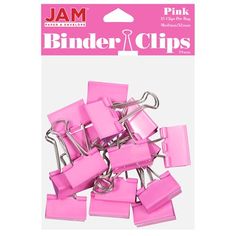 pink binders and clips are shown in this ad for the jam company, which sells them