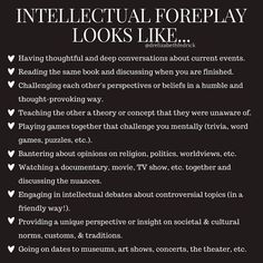 an info sheet with the words, intelligent foreplay looks like