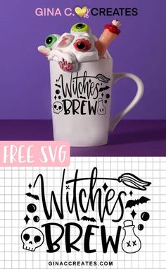 a mug with witches in it and the words witches brew