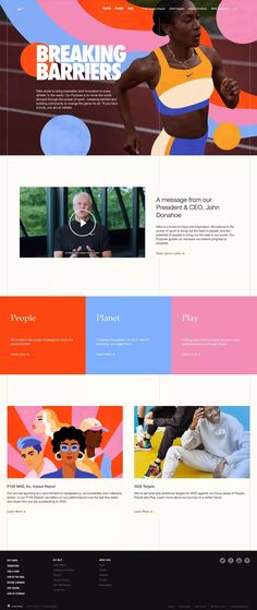 Breaking Barriers | Nike Purpose on Land-book - get inspired by other design and more Colorful Website, Breaking Barriers, Website Design Layout, Modern Website, Website Layout, Web Layout, Website Inspiration, Website Design Inspiration, Design Website