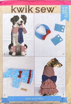 an image of dog clothes on the cover of a sewing pattern for kwik sew