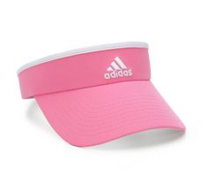 Moisture-wicking AEROREADY fabric works to keep you cool and dry, Structured silhouette with pre-curved visor bill, Easy slip-on fit with lightly padded band, adidas® branding details including iconic three stripe logo | Adidas Women's Match Visor in Pulse Magenta Sporty Breathable Visor For Spring, Sporty Spring Sports Visor, Sporty Summer Sports Visor, Sporty Breathable Visor For Sports Events, White Sporty Visor For Sports, Sporty Spring Outdoor Visor, Pink Adjustable Visor, Adjustable Pink Visor, Pink Breathable Sports Hat