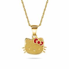 Hello Kitty 10K Gold Pendant Necklace | Sallyrose Hello Kitty Gift Box, Gold Hello Kitty, Hello Kitty Gifts, Hello Kitty Jewelry, Box Necklace, Hello Kitty Items, Jewelry Fashion Trends, Matching Jewelry, Cat Pendants