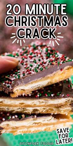 Christmas crack or crack candy is so easy to make. This easy recipe can be whipped up in 20 minutes. With simple ingredients like crackers, brown sugar, and butter this Christmas crack is seriously addicting! Try this recipe today! Easy Christmas Appetizers Finger Foods, Saltine Cracker Candy, Easy Christmas Appetizers, Caramel Recipe Easy, Saltine Cracker, Christmas Candy Easy, Christmas Appetizers Easy, Cracker Candy