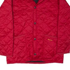 Item is in good used condition. >Size: 10-11 Years >Armpit To Armpit: 19" >Armpit To Cuff: 16" >Collar To Hem: 25" Red Quilted Long Sleeve Outerwear, Red Padded Collar Outerwear For Outdoor, Red Outerwear With Padded Collar For Outdoor, Classic Red Outerwear, Red Outdoor Outerwear With Padded Collar, Red Long Sleeve Outerwear With Padded Collar, Classic Red Sport Coat For Winter, Classic Red Long Sleeve Outerwear, Wholesale Shoes