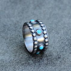 Turquoise Ring - Silver Turquoise Ring - Silver Band Ring - Sterling Turquoise Ring - Arizona Turquo Silver Turquoise Ring, Ring Bezel, Turquoise Ring Silver, Arizona Turquoise, American Turquoise, Turquoise Rings, Silver Band Ring, Fashion Accessories Jewelry, Ring Ring