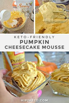 keto - friendly pumpkin cheesecake mousse is the perfect dessert for halloween