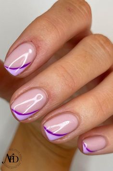 Short Nails Purple Design, Violet Gel Nails, French Manicure Designs For Short Nails, Lila Nail Art, Texas Nails, Purple Nail Art, Manicure Nail Designs, Stylish Nails Designs, Purple Nail