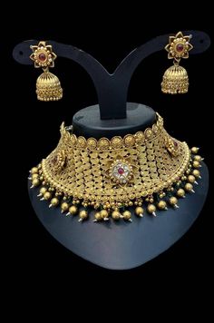 This is beautiful Necklace with earrings handmade jewelry set South Indian Style Indian Jewelry Choker, Indian Bridal Necklace, Handmade Jewelry Set, South Indian Style, Bridal Necklace Set, South Indian Jewelry, Choker Set, Jewelry Indian, Wedding Jewellery Necklace