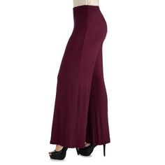 Womens Comfortable Solid Color Palazzo Pants-wine-1x : Target Womens Palazzo Pants, Hem Style, Bottom Clothes, Palazzo Pants, Shop Womens, Spandex Fabric, Flare Pants, Bottoms Pants, Fitness Fashion