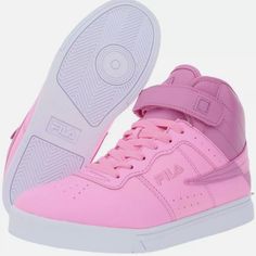 Fila Vulc 13 Harlay Big Kid's Faux Leather Mid Top Basketball Shoes Color Fuchsia Pink/Cotton Candy/White Size 5.5 Big Girl's ,Style 3fm01310-661 Pink Synthetic Sneakers For School, Pink Synthetic Closed Toe Sneakers, Pink Closed Toe Synthetic Sneakers, Pink Synthetic Closed-toe Sneakers, High Top Tennis Shoes, Girls Tennis Shoes, Boys Basketball Shoes, Cheer Shoes, Lacing Shoes For Running