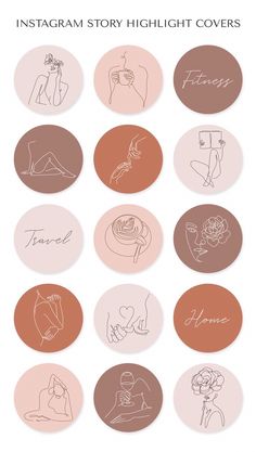 six different types of logos in pink and brown colors, with the words beauty written on them