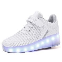 PRICES MAY VARY. ✔ Multifunctional: You can pop up and hide roller by a button at heel. So you can use this both of roller skates shoes and normal sports shoes. ✔ Multiple colors: You can change the light modes or colors of shoes,the light on/off switch button is inside the shoes.The light-up LED shoes is rechargeable. ✔ High Quality material: Comfortable, wear-resistant rubber soles, colorful LED light, which is the best gift for kids for Birthday, Halloween, Thanksgiving and Christmas Day and Skates Shoes, Roller Skate Shoes, Roller Shoes, Led Shoes, Rave Party, Cool Gifts For Kids, Roller Skate, Shoe Gifts, Roller Skates