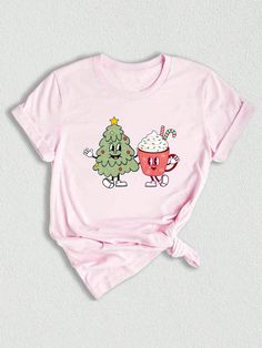 This Christmas Tree Coffee Shirt is the perfect addition to your holiday wardrobe. With its cute and adorable design, it is sure to be a hit at any Christmas party. It also makes a great Christmas gift for your loved ones. Get into the festive spirit with this Xmas Party Shirt and spread the holiday cheer.Christmas Tree Coffee Shirt, Cute Christmas Shirt, Christmas Sweatshirt, Xmas Party Shirt, Adorable Christmas Shirt, Christmas Gift Pink Casual  Short Sleeve  Animal,Cartoon,Christmas,Colorblock,Figure,Geometric,Graphic,Letter,Striped,Fruit&Vegetable,Plants,Textured Pattern    Women Clothing, size features are:Bust: ,Length: ,Sleeve Length: Christmas Long Sleeve Tops With Cartoon Print, Cute Red Winter T-shirt, Cute Red T-shirt For Winter, Cute Winter Graphic Print Top, Trendy Winter T-shirt With Cartoon Print, Cute Cotton Holiday Tops, Fun Short Sleeve Winter Tops, Fun Cartoon Print Tops For Winter, Cute Winter Letter Print T-shirt