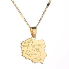 Poland Map Necklace Poland Necklace, Poland Map, Poland Country, Poland Flag, Pride Support, Flag Outfit, Map Pendant, Country Wear, Pendants Necklace