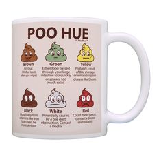 the poo hue coffee mug has many different types of poop faces on it