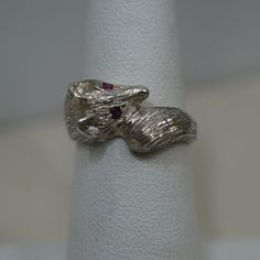 Sterling Silver (.925) Custom Design And Made Fox Ring With Genuine Ruby Eyes. Ring Is A Size 5 1/2. Silver Fox Ring, Eyes Ring, Fox Ring, 2 Rings, Jewelry Sterling Silver, Ring Color, Silver Fox, Womens Jewelry Rings, Silver 925