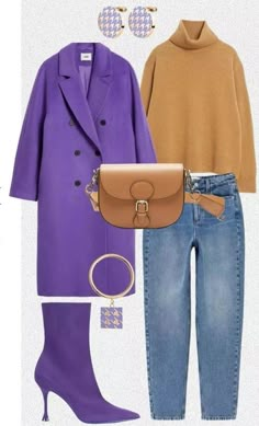 Purple And Brown Outfit, Casual Cute Fall Outfits, Purple Fashion Outfit, Outfits For Work Casual, Fall Outfits Plus Size, Fall Outfits Comfy, Outfits Purple, Outfits Aesthetic Fall, Outfits 2023 Fall