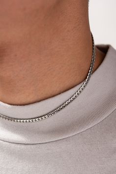 Finish your everyday outfit with this sleek and modern dapped curb chain necklace. Distinctive, yet easy to maintain, purchase your very own dapped curb chain necklace today! Perfect for casual day-to-day wear, or even a semi-formal look. Size Length: 16 in (40.64 cm)Width: 0.15 in (0.38 cm) QualityMade with premium stainless steel, our dapped curb chain necklaces won’t break or tarnish. Our dapped curb chain necklace is also fitted with durable lobster claw clasps that fasten the necklace tight Necklace Formal, Curb Chain Necklace, Chain Necklaces, Everyday Outfit, Formal Looks, Silver Chain Necklace, Curb Chain, Lobster Claw, Semi Formal