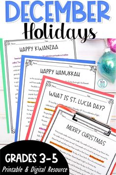 december holidays worksheets and printables for students to practice their language skills