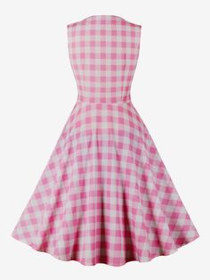 1950s Audrey Hepburn, Plaid Christmas Dress, Pink Plaid Dress, Vestidos Color Rosa, Dress Christmas, Vintage 1950s Dresses, Button Front Dress, Vestidos Vintage, Pink Gingham