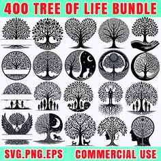 the tree of life bundle is shown in black and white, with an image of people on