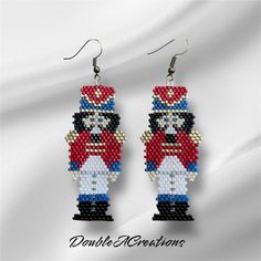 Nutcracker Beaded Earrings - Etsy Beaded Earring, Beaded Earrings Patterns, Earring Patterns, Earrings Etsy, Nutcracker, Beaded Earrings, Halloween Shopping, Bead Work, Jewelry Earrings Dangle