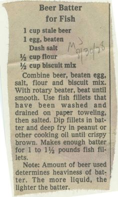 an old recipe for beer batter