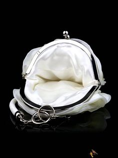 BirdinBag - Chic Mini Satin Flower Novelty Bag: A Glamorous Fashion Statement White Satchel Evening Bag For Party, Elegant White Satchel For Party, Chic Evening Shoulder Bag With Flower Shape, Elegant White Satchel For Gift, Chic Flower-shaped Evening Shoulder Bag, Evening Handheld Bag With Hasp Closure, Elegant Satchel With Hasp Closure As Gift, Elegant Top Handle Clutch As A Gift, Handheld Evening Bag With Hasp Closure