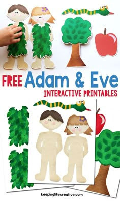 the free adam and eve interactive printables for kids