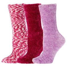 HUE 3-pack Cozy Crew Socks  Get that warm and fuzzy feeling! Whether you're wearing them for lounging around the house, for keeping your feet warm under the covers, or as everyday casual socks for extra comfort with boots or sneakers, these buttery soft feather-like knit cozy socks are so light and fluffy you'll feel like you're walking on a cloud.   What You Get      3 pairs of cozy knit crew socks Pink Space, Knit Cozy, Hue Color, Very Berry, Comfy Socks, Fuzzy Socks, Cozy Socks, Cozy Knit, Sock Shop