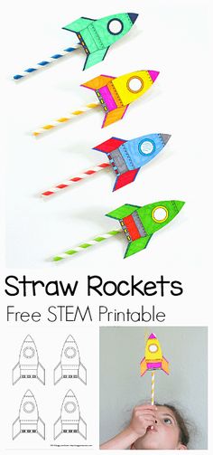 Straw Rockets, Straw Rocket, Rocket Craft, Science For Toddlers, Camping Activities For Kids, Science Crafts, Kid Experiments, Diy Science