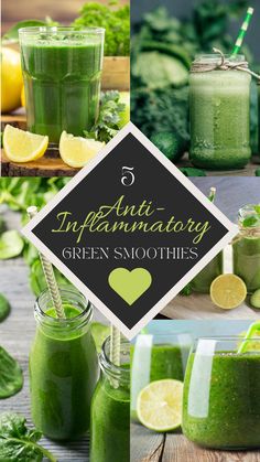 green smoothies with lemons and spinach in them