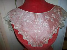 "Beautiful antique lace collar for clothing, bridal, doll dressing high quality, old store stock, never used. very very fine silk that has been embroidered 8 1/2\" x 40\" measured around neck" Wedding Lace Collar, Alencon Lace, Lace Doilies, Antique Lace, Lace Collar, Lace Applique, Clothes Accessories, Cotton Lace, Pure Cotton