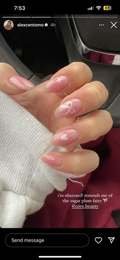 Short Nail Designs Simple Classy, Dainty Pink Nails, Cute Pearl Nails, Simple Pink Almond Nails, Almond Nails Korean, Sugar Plum Nails, Laufey Nails, Simple Gel X Nails Design, Minimalist Pink Nails