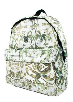 Hype Orchard Backpack, passed adjustable shoulder straps, padded back panel, zippered front pocket and grab handle. White body with leaf print design covering the bag. £24.99 Outdoor Brands, Leaf Print, Branding Inspiration, Leaf Prints, Front Zipper, Front Pocket, Shoulder Straps