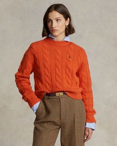 Ralph Lauren Sweater Outfit, Polo Sweater Outfit, Ralph Lauren Style, Ralph Lauren Women, Ralph Lauren Long Sleeve, Ralph Lauren Outfits, Work Looks, 가을 패션, Ralph Lauren Sweater