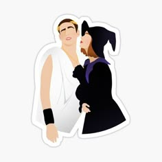 a man and woman dressed in roman garb sticker