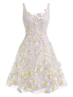 White 1950s Daisy Dreamer Vintage Dress – Retro Stage - Chic Vintage Dresses and Accessories Style Vert, Vestidos Retro, White Vintage Dress, Gatsby Dress, Standard Dress, Vestidos Vintage, Patchwork Dress, Dress Romper, Vintage Dress