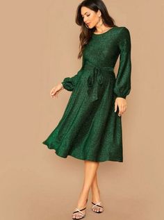 stunning christmas party dresses Dresses Images 2022 Garden Party Dress, Christmas Party Outfits, Glamorous Dresses, Christmas Party Dress, Glitter Dress, Round Neck Dresses, Bishop Sleeve, Dress Party, Party Dresses For Women