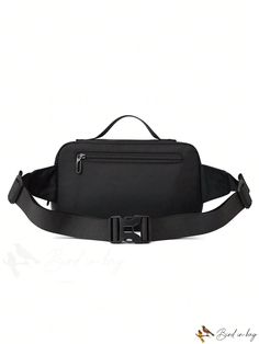 BirdinBag - Letter Detail Medium Waist Bag for Chic and Practical Style Portable Solid Color Travel Shoulder Bag, Portable Shoulder Bag For Travel, Portable Travel Bag, Black Mobile Phone Bag For Outdoor Activities, Versatile Outdoor Bag With Removable Pouch, Outdoor Black Mobile Phone Bag, Outdoor Crossbody Bag With Removable Pouch, Versatile Rectangular Bag For Outdoors, Versatile Rectangular Bag For Outdoor