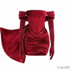 Lasaky - Burgundy Off-Shoulder Cowl Neck Holiday Corset Cocktail Mini Dress Fashion Draping, Velvet Corset, Bodycon Evening Dress, Spring Trends Outfits, Red Corset, Summer Bodycon Dress, Corset Mini Dress, Mini Cocktail Dress, Looks Chic