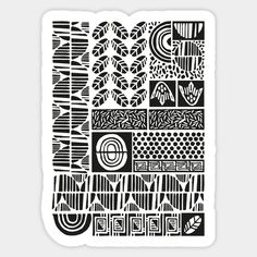 an abstract black and white pattern with geometric shapes on it's side, in the middle