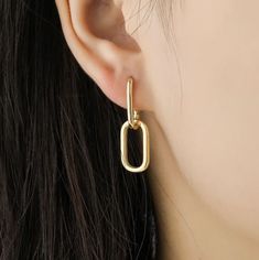 Paperclip Link Earrings - Gold – Alison + Aubrey Double Hoop Earrings, Dangle Hoop Earrings, Stil Elegant, Link Earrings, Estilo Punk, Style Punk, Sterling Silver Hoop Earrings, Big Earrings, Bride Jewellery